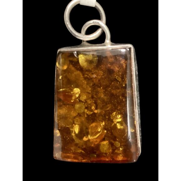 925 Sterling Silver And Amber Pendant - Picture 1 of 4